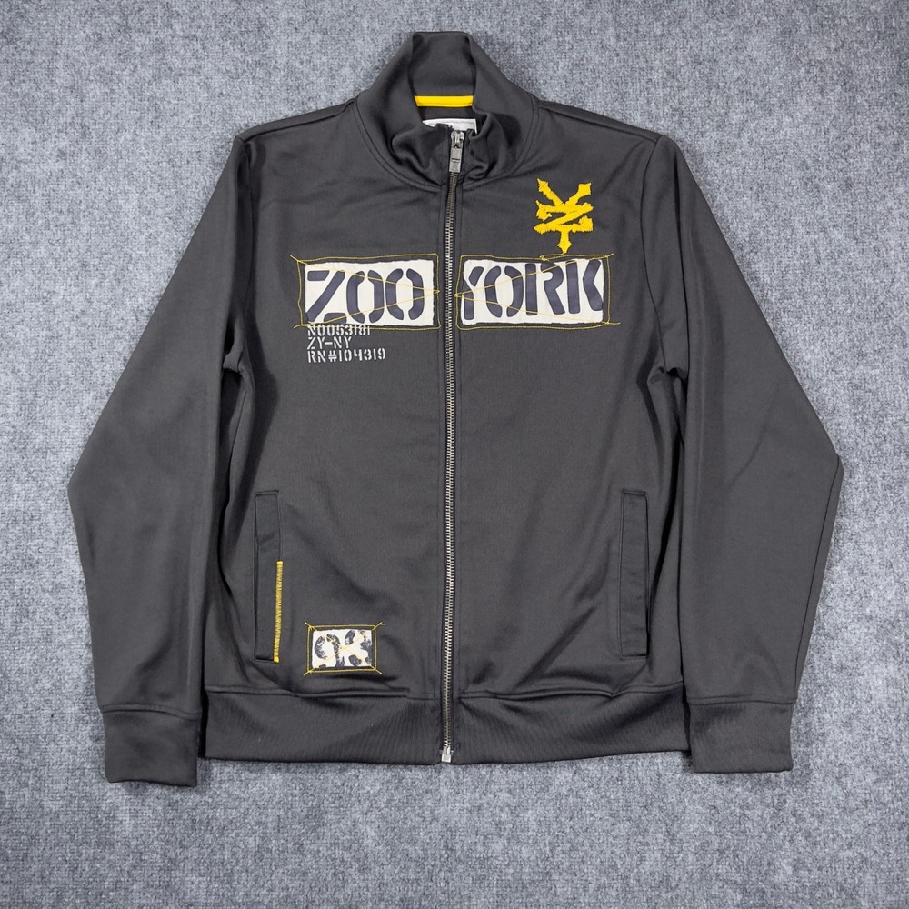 Y2K Zoo York Track Jacket Mens Size M Black Full Zip Unbreakable Mock Neck